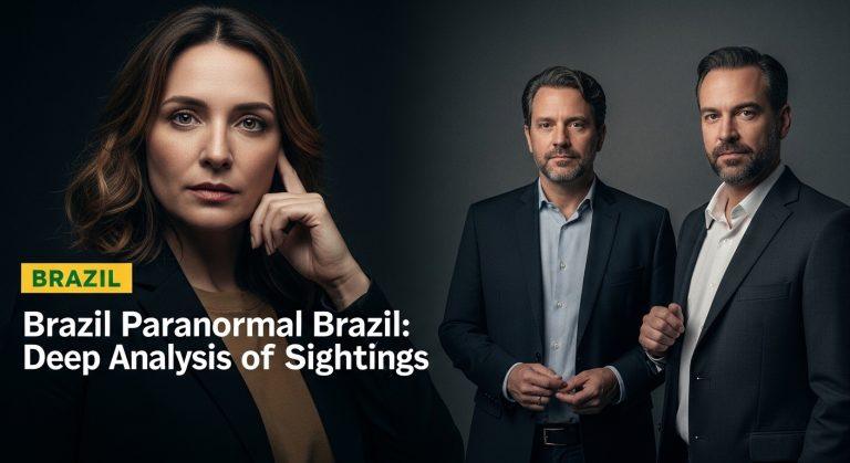 Dusk in Brazil with a subtle shadow figure near a forest and distant city lights.