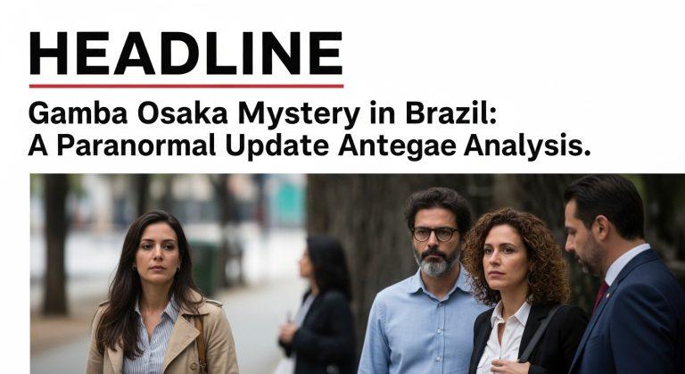 Brazilian stadium at night with spectral silhouettes near the stands and neon 'gamba osaka' signage