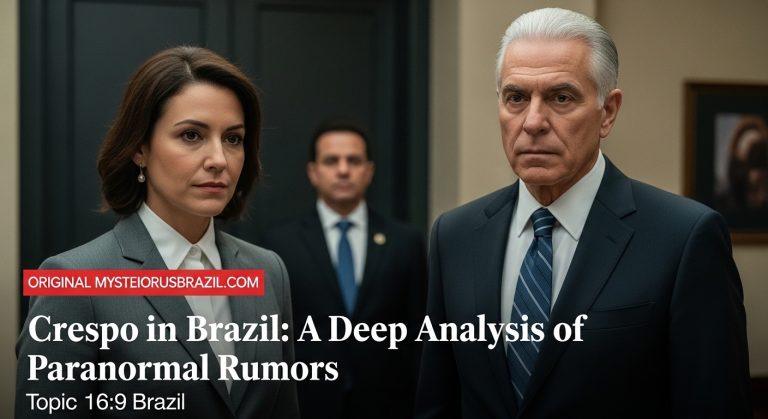 Misty Brazilian street scene with a subtle silhouette suggesting a crespo figure in the fog